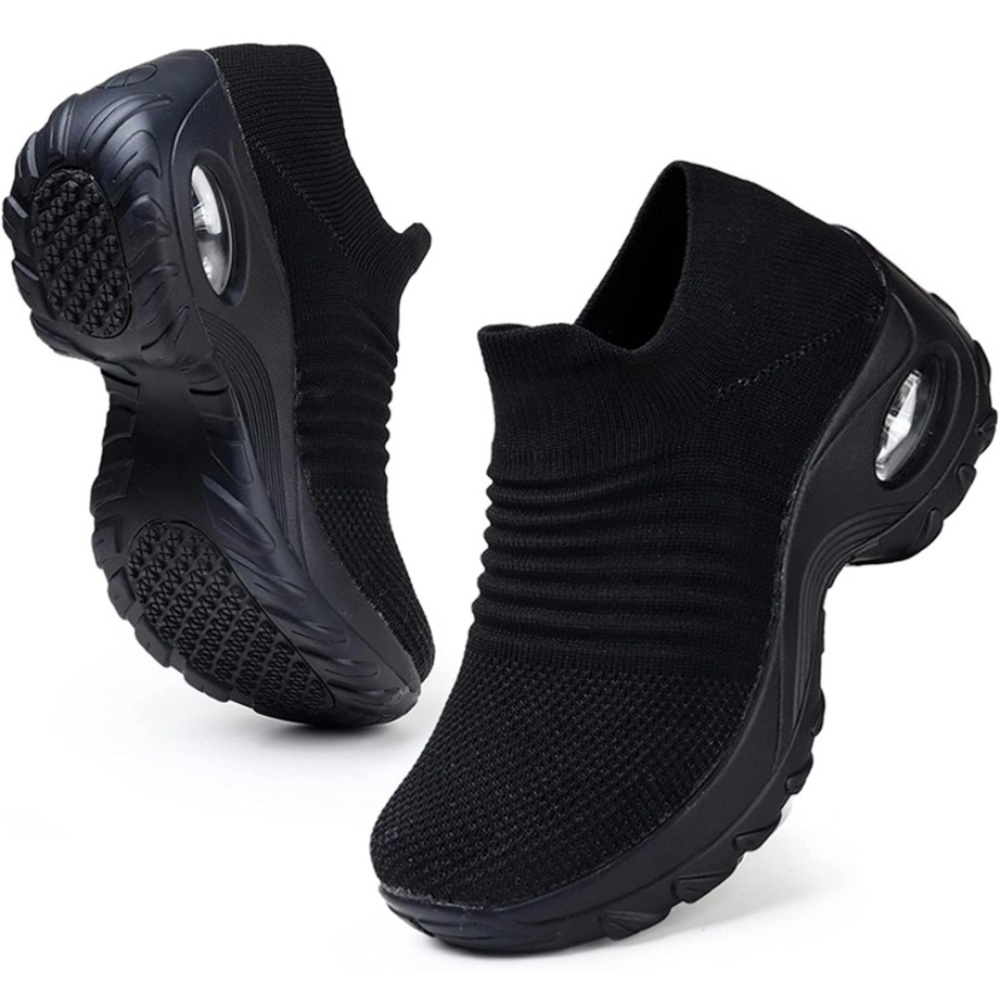 Women’s Black Mesh Walking Shoes, Non Slip Work Shoes